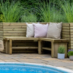 Forest Garden Double Corner Sleeper Bench 1.2m -GreenHaven Shop FGCORNBEN12HD4