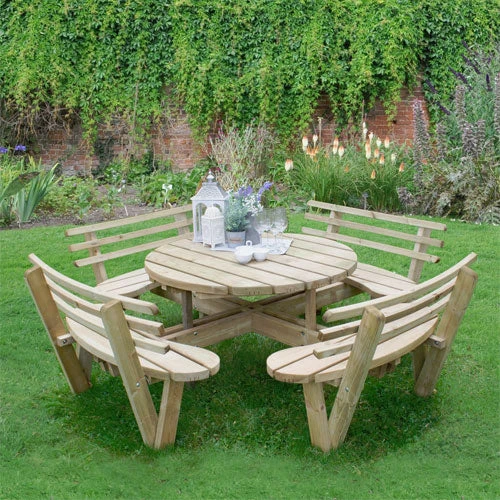 Forest Garden Circular Picnic Table 4 Forest Garden Circular Picnic Table - Image 2