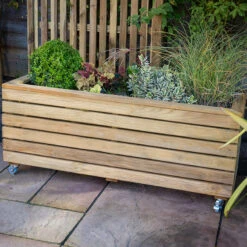 Forest Garden Linear Long Planter With Wheels -GreenHaven Shop FGLINPL120WHD2