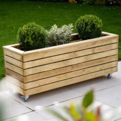 Forest Garden Linear Long Planter With Wheels -GreenHaven Shop FGLINPL120WHD3