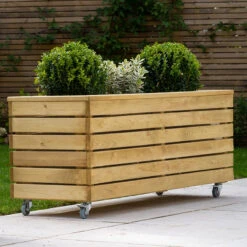 Forest Garden Linear Long Planter With Wheels -GreenHaven Shop FGLINPL120WHD4