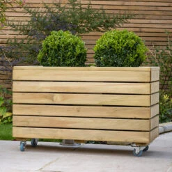 Forest Garden Linear Double Planter With Wheels -GreenHaven Shop FGLINPL80WHD2